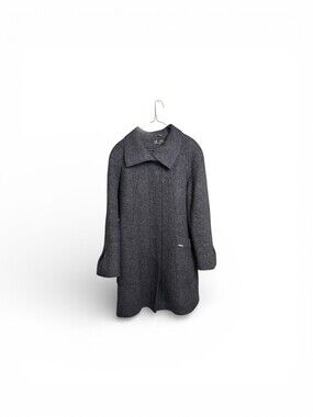 ME JAY Coat Long 100% Virgin Wool Women's L Black Raglan Sleeves Canada EUC